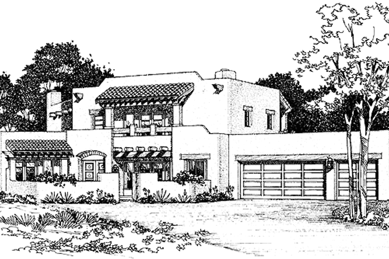 Home Plan - Adobe / Southwestern Exterior - Front Elevation Plan #72-925