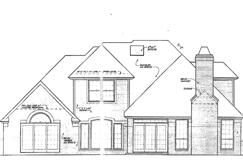 House Blueprint - Exterior - Rear Elevation for Traditional House Plan #310-1004 - 4 bed, 2.5 bath