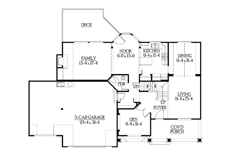 Dream House Plan - Floor Plan - Main Floor for Craftsman House Plan #132-301 - 3 bed, 2.5 bath
