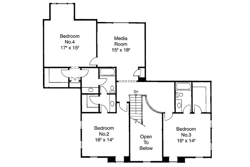 Home Plan - Floor Plan - Upper Floor for Classical House Plan #429-141 - 4 bed, 3.5 bath