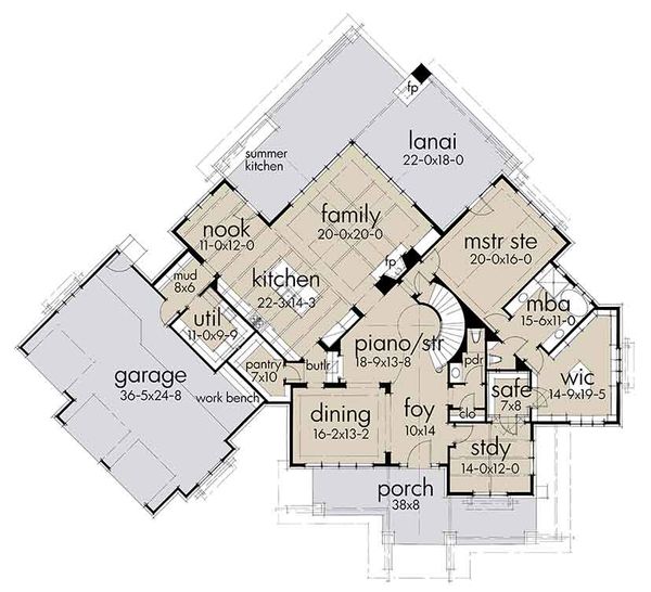 House Plan Design - Country Floor Plan - Main Floor Plan #120-250