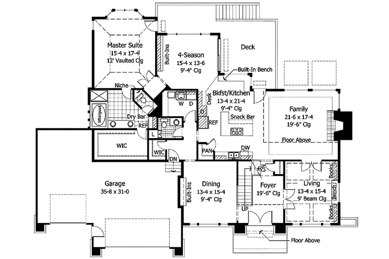 Home Plan - Floor Plan - Main Floor for Traditional House Plan #51-774 - 4 bed, 3.5 bath