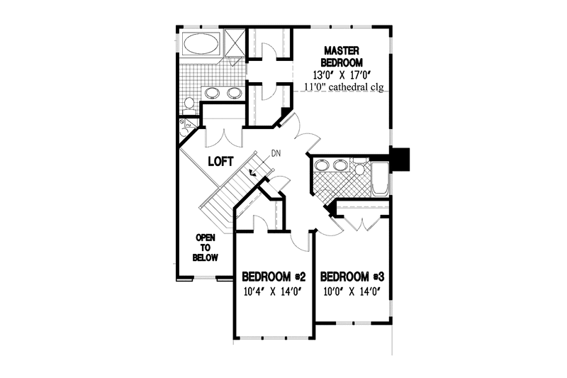 House Blueprint - Floor Plan - Upper Floor for Traditional House Plan #953-104 - 3 bed, 2.5 bath