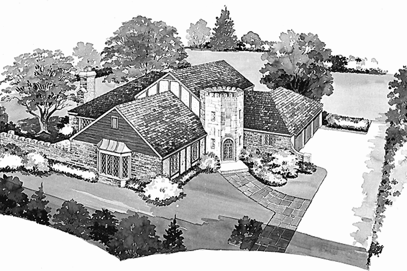 Architectural House Design - Tudor Exterior - Front Elevation Plan #72-622