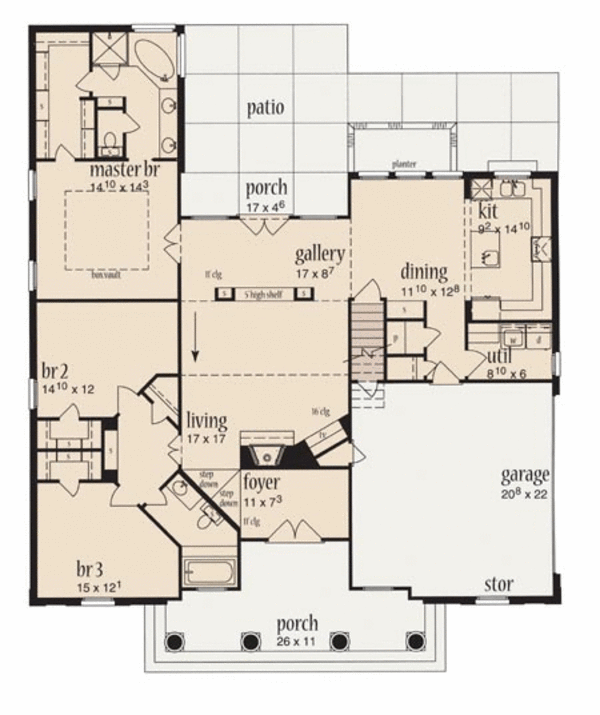House Plan Design - Southern Floor Plan - Main Floor Plan #36-491
