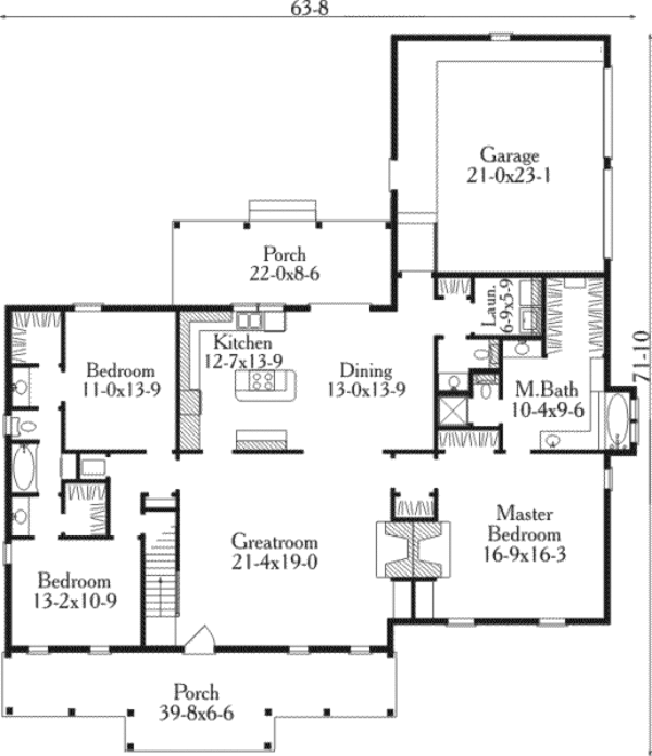 Architectural House Design - Country Floor Plan - Main Floor Plan #406-152