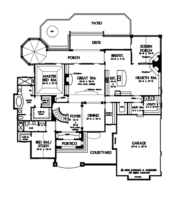 House Blueprint - European Floor Plan - Main Floor Plan #929-855