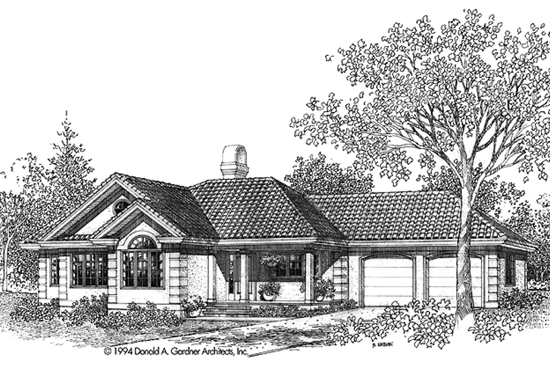 Architectural House Design - Mediterranean Exterior - Front Elevation Plan #929-197