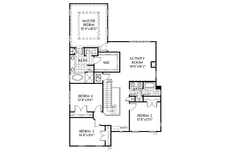 Home Plan - Floor Plan - Upper Floor for Country House Plan #999-174 - 4 bed, 4 bath