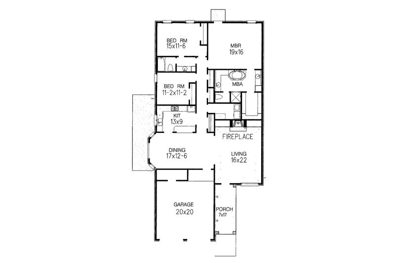 Home Plan - Floor Plan - Main Floor for European House Plan #15-299 - 3 bed, 2 bath
