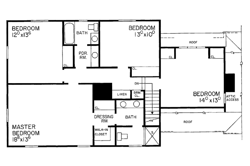 Home Plan - Floor Plan - Upper Floor for Adobe / Southwestern House Plan #72-603 - 4 bed, 2.5 bath
