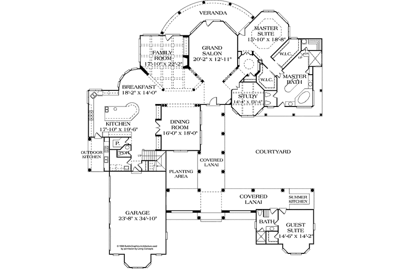 Home Plan - Floor Plan - Main Floor for Mediterranean House Plan #453-323 - 4 bed, 4.5 bath