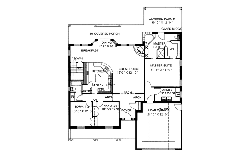 Home Plan - Floor Plan - Main Floor for Traditional House Plan #117-834 - 3 bed, 2 bath