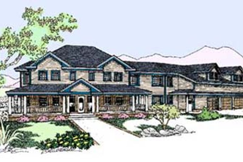 Architectural House Design - Country Exterior - Front Elevation Plan #60-592