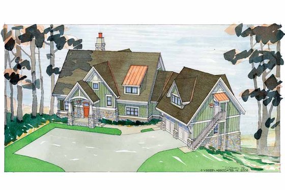 Exterior - Front Elevation 3 for Craftsman House Plan #928-54 - 3 bed, 3.5 bath
