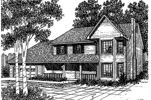 Exterior - Front Elevation 3 for Traditional House Plan #30-300 - 3 bed, 2.5 bath