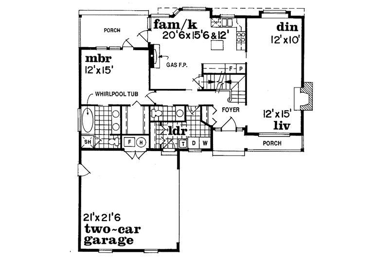 Architectural House Design - Floor Plan - Main Floor for Country House Plan #47-823 - 4 bed, 2.5 bath