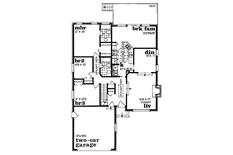 Home Plan - Floor Plan - Main Floor for Prairie House Plan #47-688 - 3 bed, 2 bath