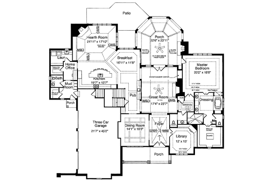 Floor Plan - Main Floor for Country House Plan #46-747 - 4 bed, 3 bath