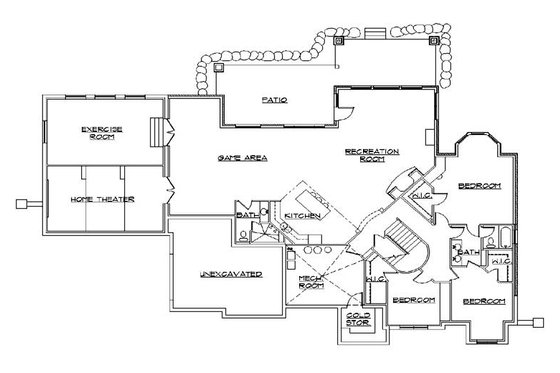 Floor Plan - Lower Floor for European House Plan #5-459 - 6 bed, 5 bath