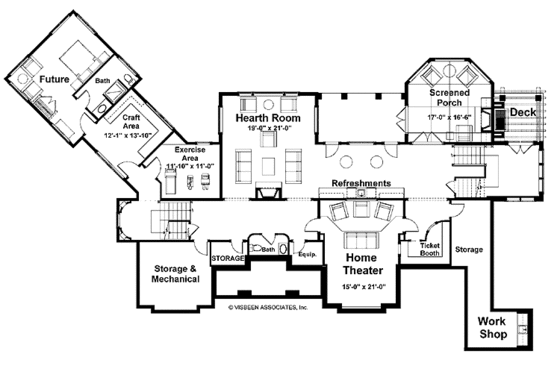 Floor Plan - Lower Floor 1 for Traditional House Plan #928-116 - 5 bed, 4 bath