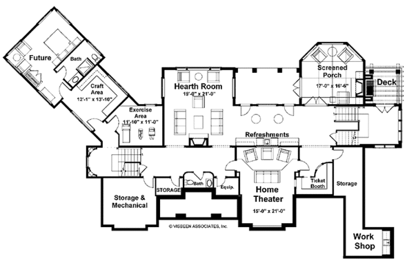 Dream House Plan - Traditional Floor Plan - Lower Floor Plan #928-116
