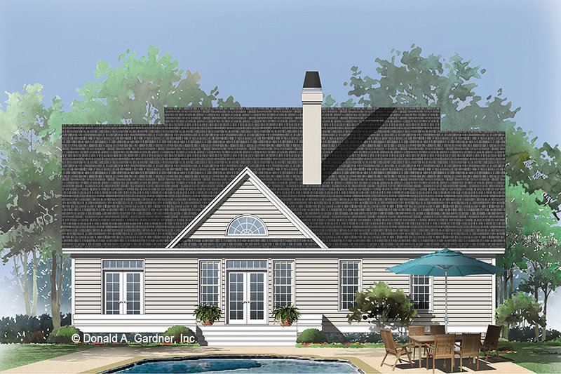 Architectural House Design - Exterior - Rear Elevation for Country House Plan #929-625 - 4 bed, 3 bath