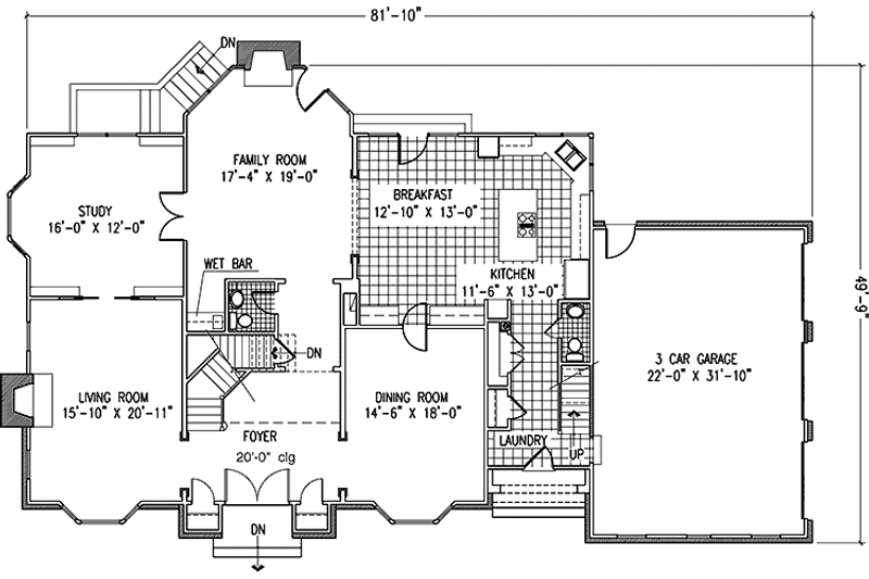 Home Plan - Floor Plan - Main Floor for European House Plan #953-128 - 6 bed, 5 bath