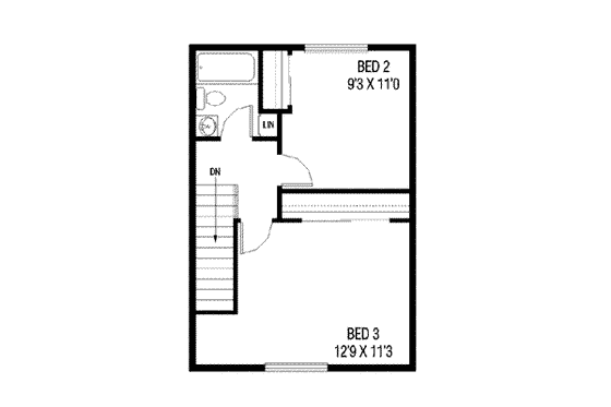 Floor Plan - Upper Floor for Traditional House Plan #60-499 - 3 bed, 2 bath