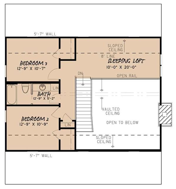 Architectural House Design - Country Floor Plan - Upper Floor Plan #17-3413