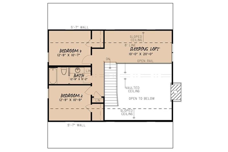 House Design - Floor Plan - Upper Floor for Country House Plan #17-3413 - 3 bed, 2.5 bath