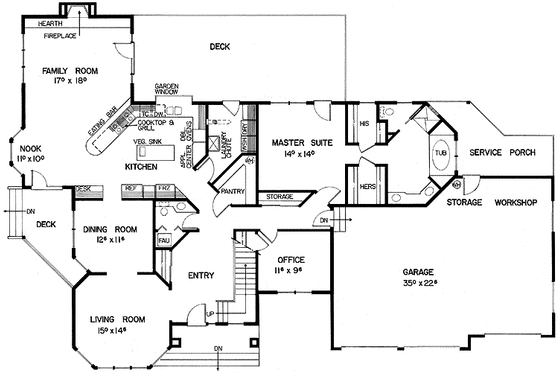 Floor Plan - Main Floor for Contemporary House Plan #60-810 - 6 bed, 4.5 bath