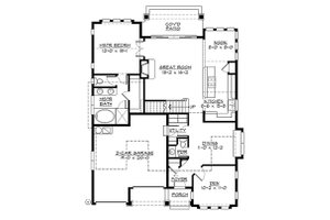 Floor Plan - Main Floor for Craftsman House Plan #132-209 - 3 bed, 2.5 bath