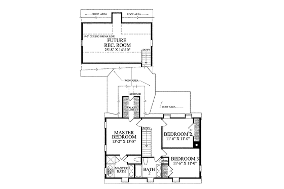 Floor Plan - Upper Floor for Colonial House Plan #137-342 - 3 bed, 2.5 bath