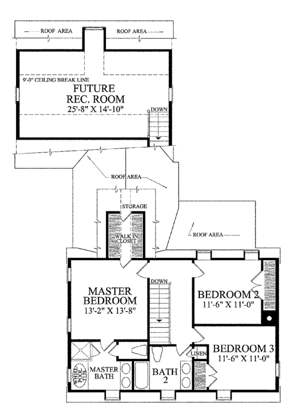 Architectural House Design - Colonial Floor Plan - Upper Floor Plan #137-342