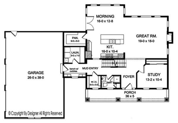 House Design - Colonial Floor Plan - Main Floor Plan #1010-204