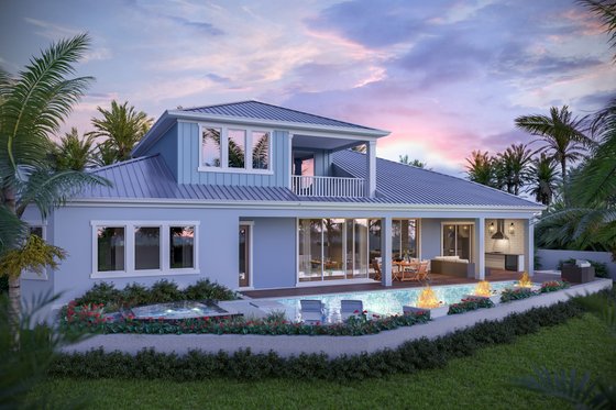 Exterior - Rear Elevation for Ranch House Plan #938-112 - 4 bed, 4.5 bath