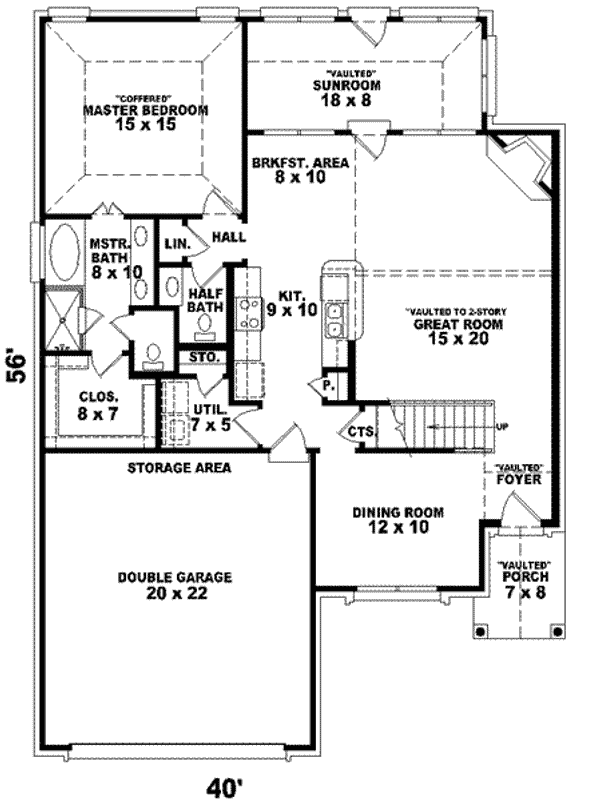 Floor Plan - Main Floor for European House Plan #81-796 - 3 bed, 2.5 bath