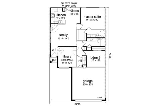 Floor Plan - Main Floor for Contemporary House Plan #84-513 - 2 bed, 2 bath