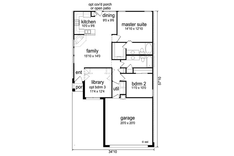 House Blueprint - Floor Plan - Main Floor for Contemporary House Plan #84-513 - 2 bed, 2 bath