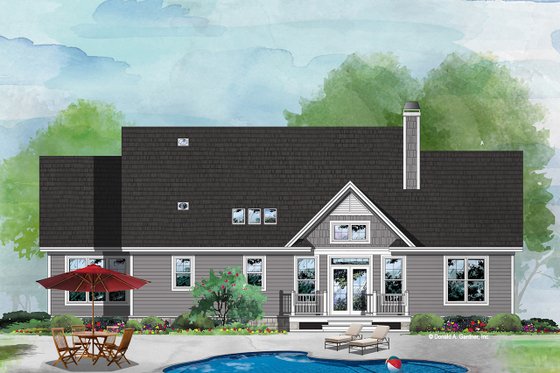 Exterior - Rear Elevation for Craftsman House Plan #929-1125 - 3 bed, 2 bath