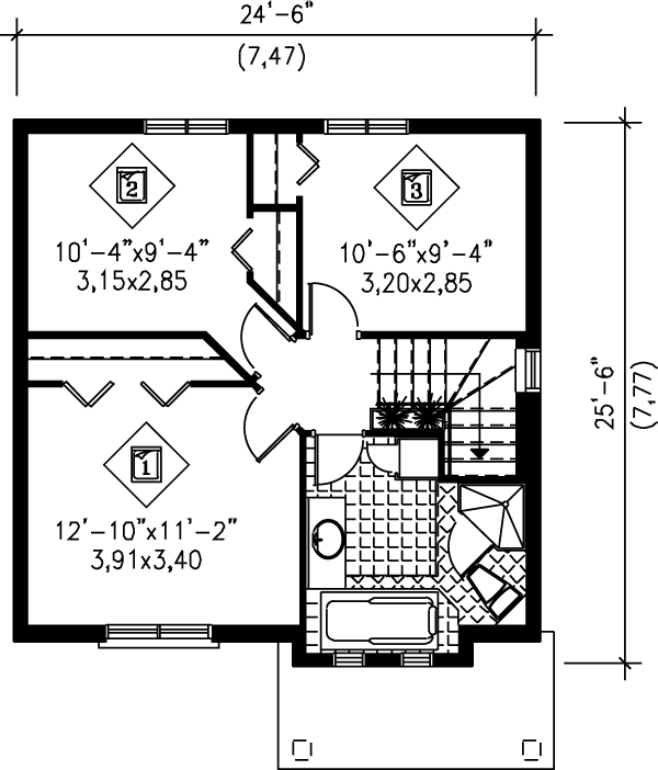Traditional Floor Plan - Upper Floor Plan #25-227
