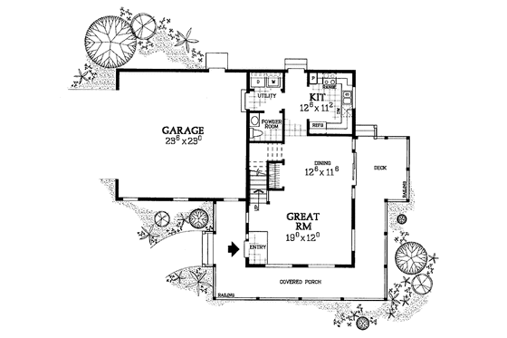 Floor Plan - Main Floor for Country House Plan #72-1116 - 3 bed, 2.5 bath