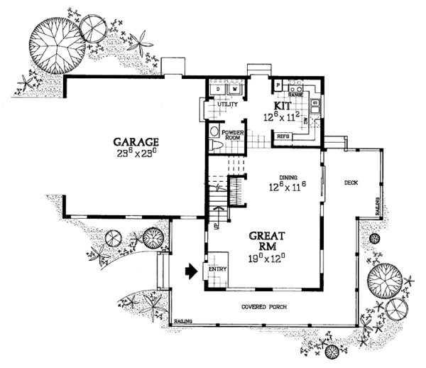 House Blueprint - Country Floor Plan - Main Floor Plan #72-1116