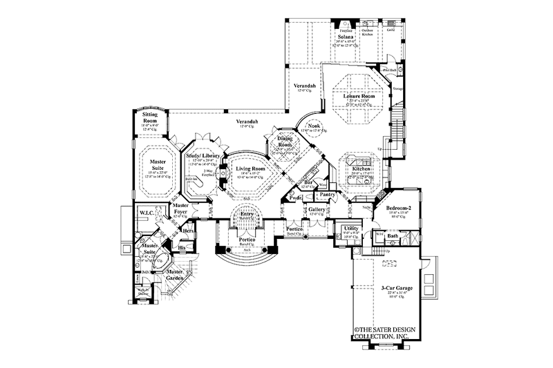 Architectural House Design - Floor Plan - Main Floor for Mediterranean House Plan #930-416 - 4 bed, 4 bath