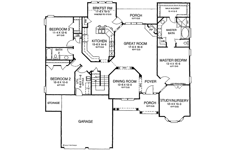 House Plan Design - Floor Plan - Main Floor for Ranch House Plan #952-116 - 3 bed, 2 bath