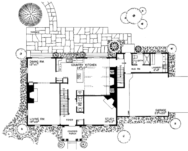 Architectural House Design - Colonial Floor Plan - Main Floor Plan #72-691