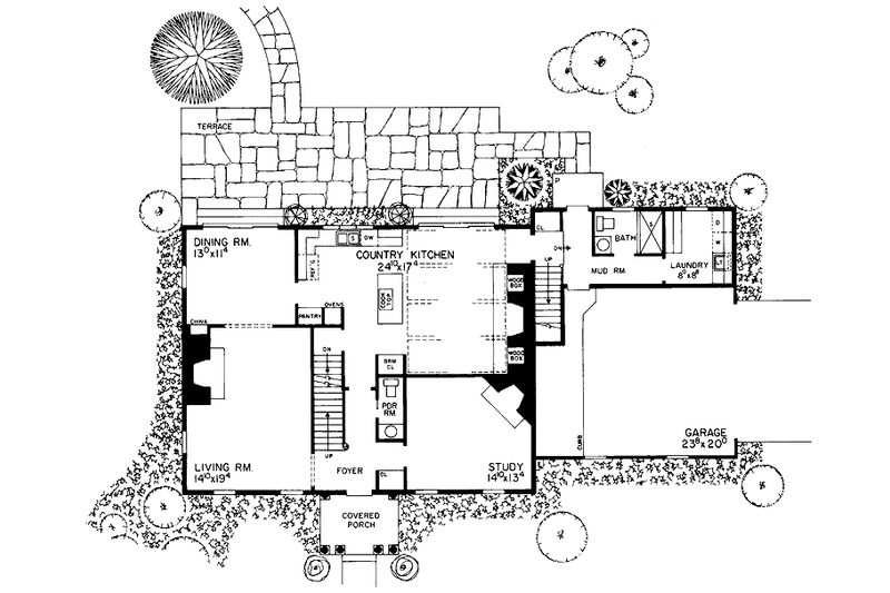 House Blueprint - Floor Plan - Main Floor for Colonial House Plan #72-691 - 3 bed, 3.5 bath