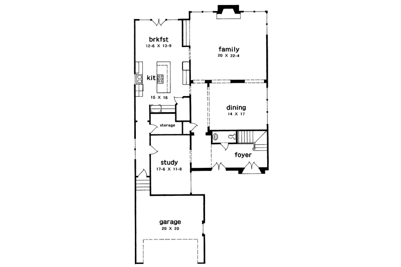 Architectural House Design - Floor Plan - Main Floor for Country House Plan #301-128 - 4 bed, 4.5 bath