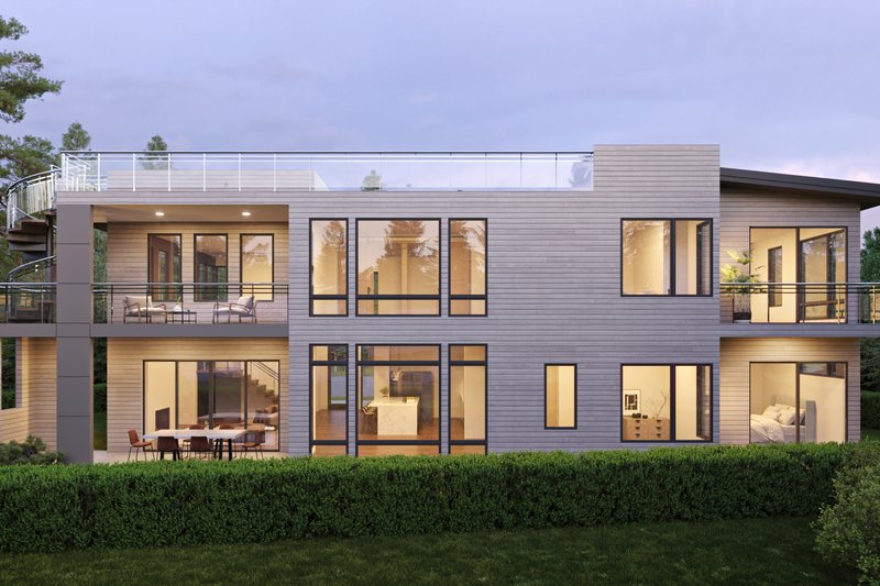 House Plan Design - Exterior - Rear Elevation for Contemporary House Plan #1066-257 - 5 bed, 4.5 bath